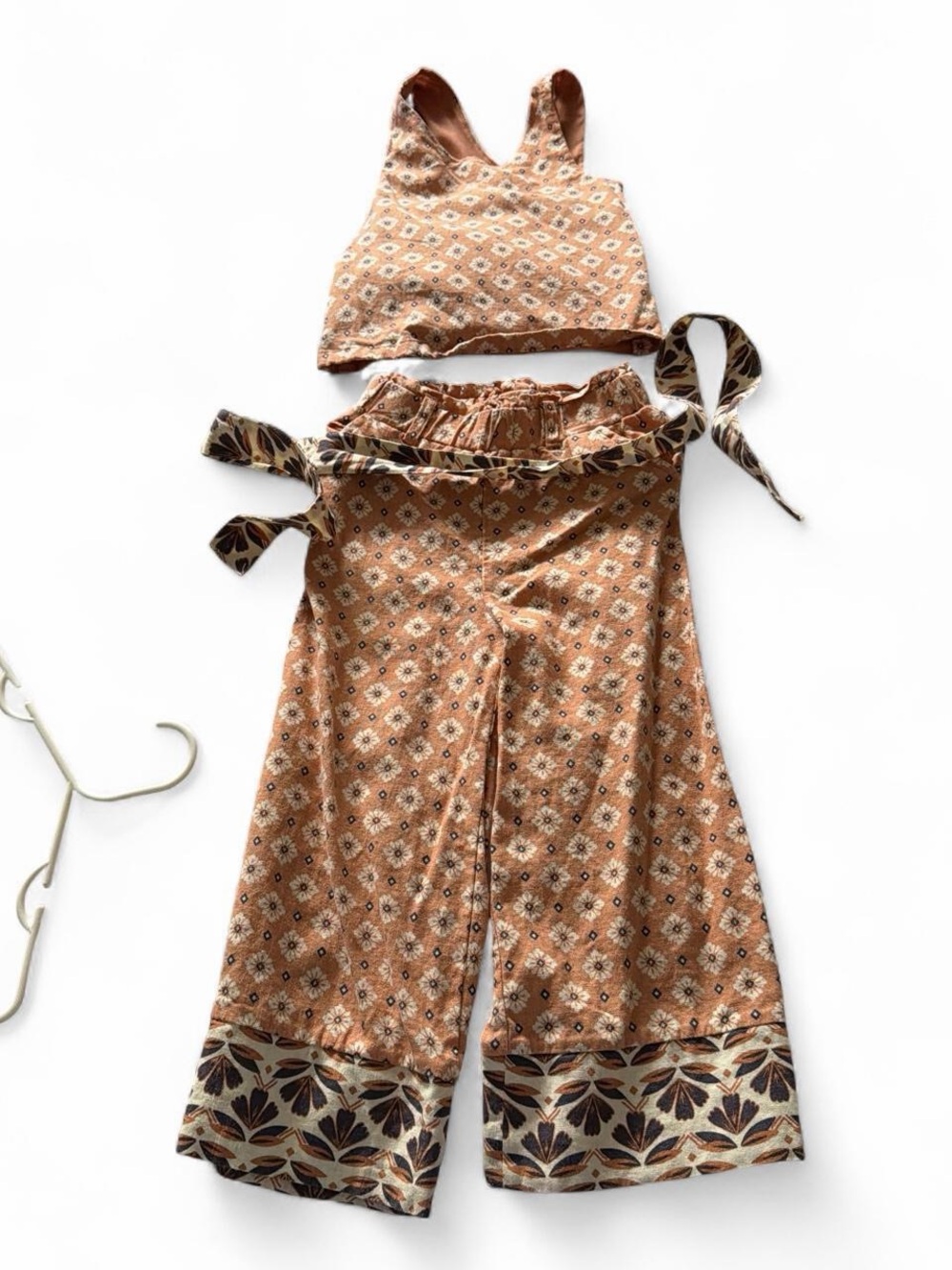 Sigrid Olsen Floral Print Wide-Leg Pants & Crop Top Set size 3-4T